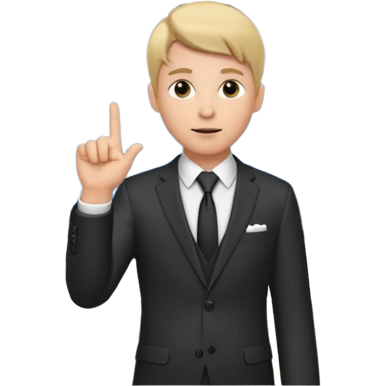 mach mir einen trader an der börse der tradet der so mit einer hand hinter sich deutet um anzig emoji