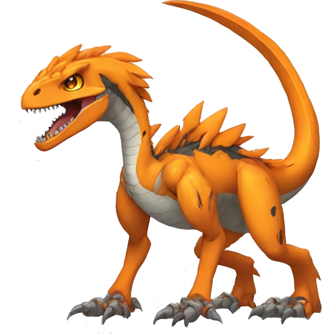  Edgy Orange Digimon-Fakemon-Velociraptor-Dragon-Mecha full body emoji