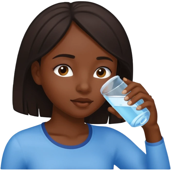 a dark skinned girl drinking water emoji