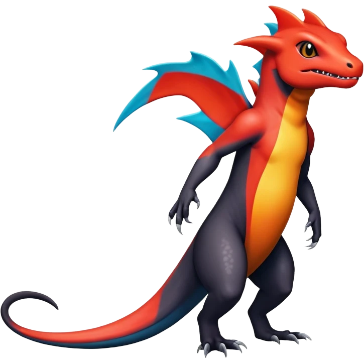 Colorful Dark Shiny Exotic Salandit-Charmeleon-Quilava-Fakémon-hybrid-creature (full body)  emoji