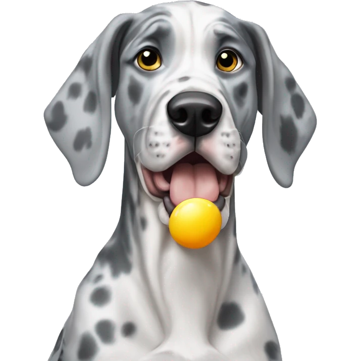 Blue Merle Great Dane eating eggs  emoji