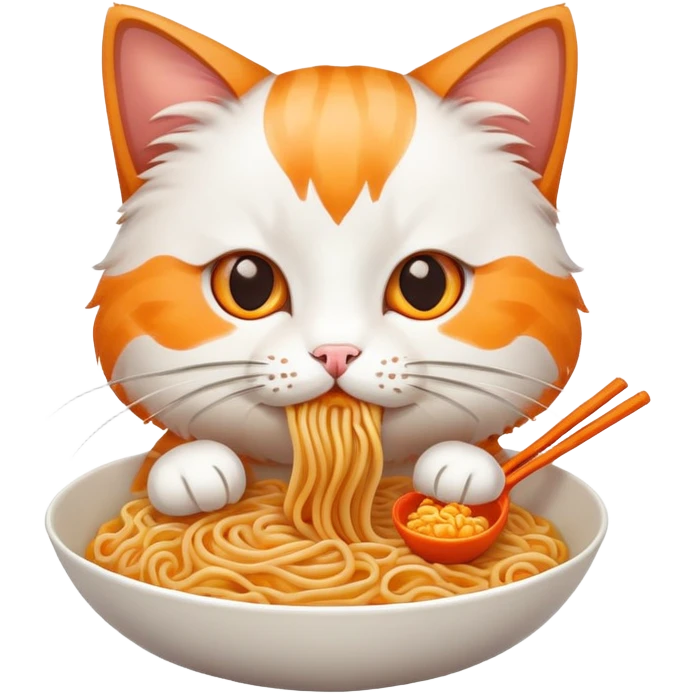 Cat eat noodle emoji