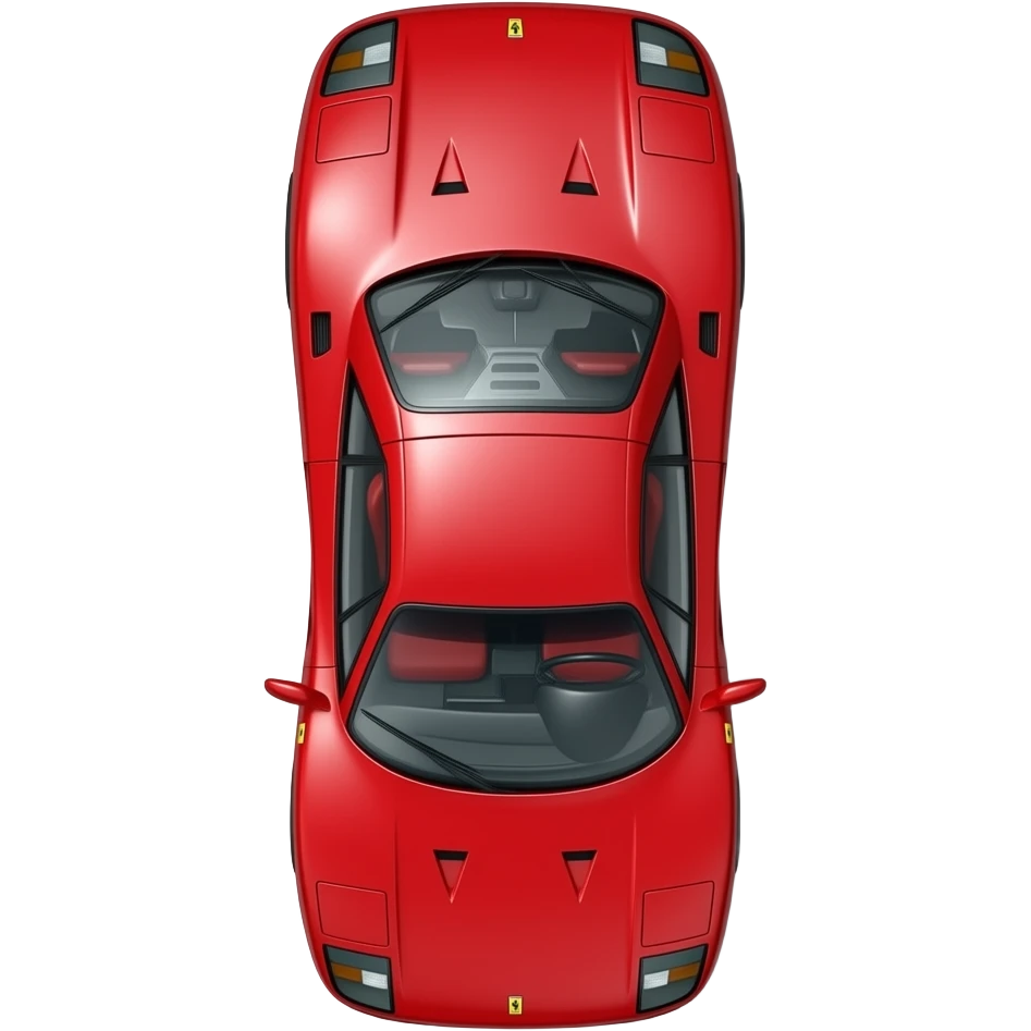 perfect proportions, of a Ferrari F40, top view, in red, emoji