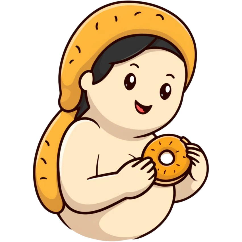 Pregnant eating bagel emoji