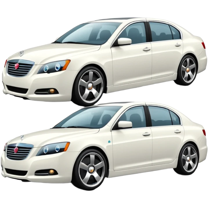 A cinematic, high-detail photograph of a glossy white Ravon Gentra 2013 sedan with tinted windows and custom alloy rims emoji