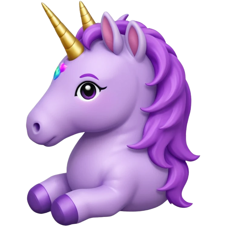 voilet unicorn toy facing camera emoji
