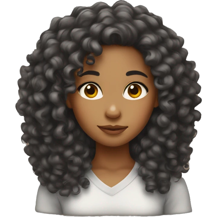 mixed girl with curly hair emoji