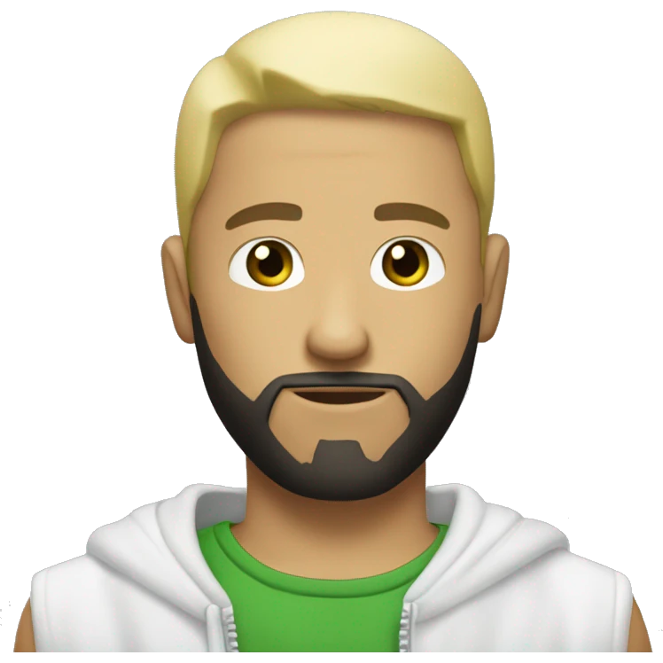 a white gangsta with blond short hair, with a black beard and a small green leave in his one hand emoji