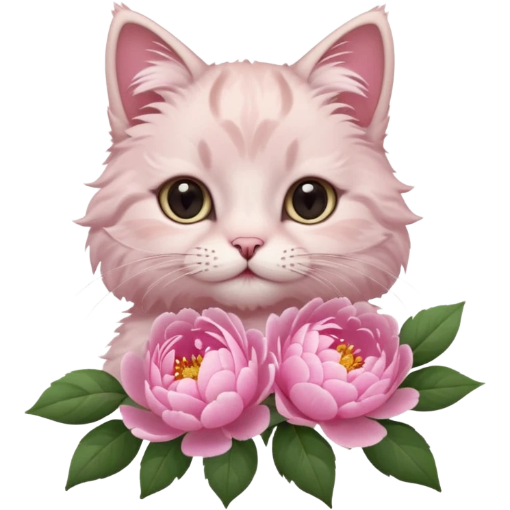 Cute cat Handing pink peonies emoji