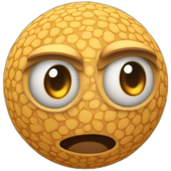 3d sphere with a cartoon highfalutin skin texture with big stupid eyes emoji