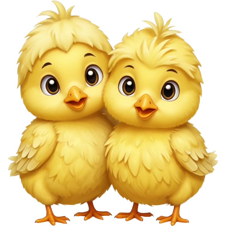 Two baby chicks hugging emoji