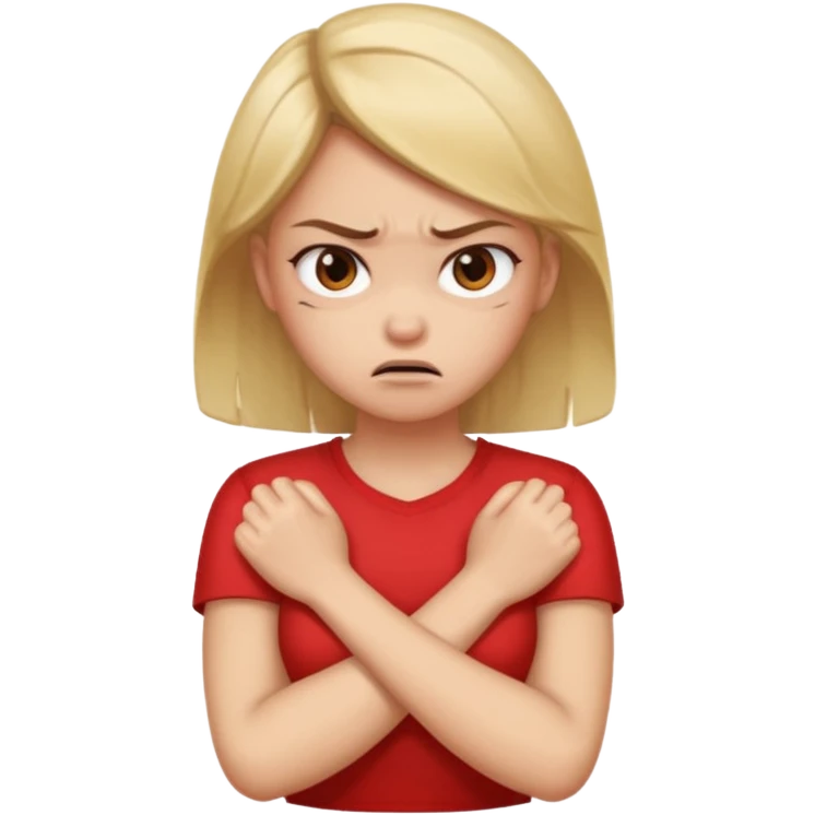 Arm crossed holding neck anger girl  emoji