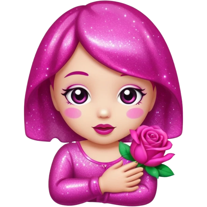 glitter baby fucsia rose emoji