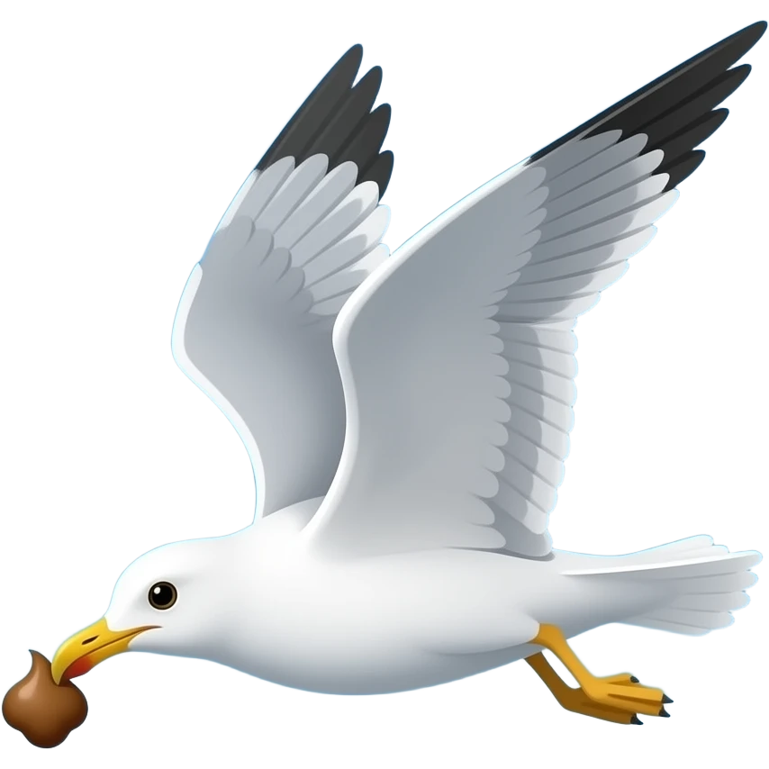 Seagull doing a poo whils flying from his behind emoji