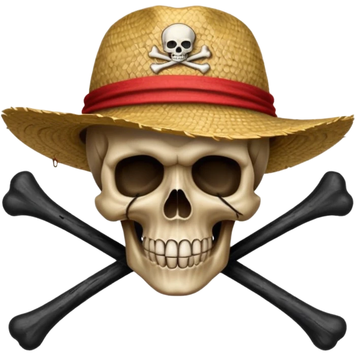Fait moi ce drapeau 🏴‍☠️ a l'identique et met lui sur la tête de mort un chapeau de paille avec un fil rouge emoji