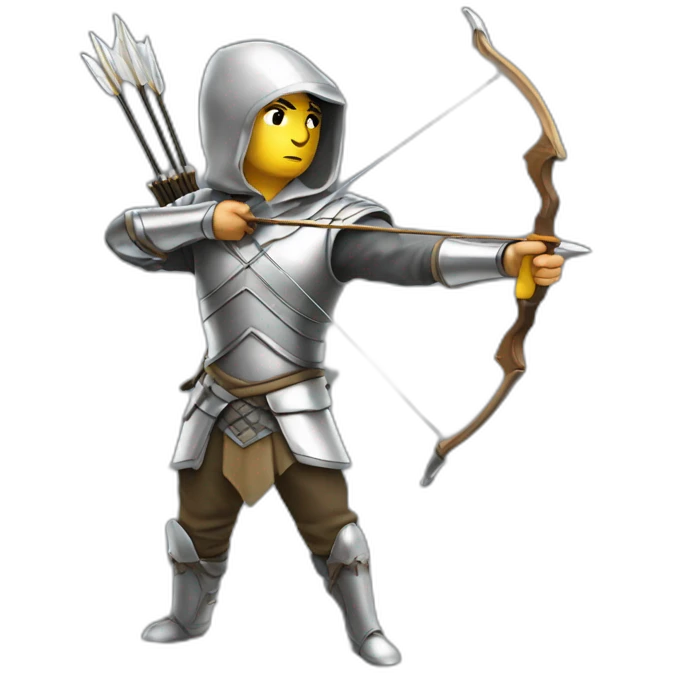 A warlike archer made of silver, looking sideways emoji