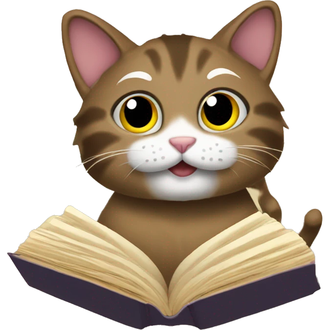 Cat reading book emoji