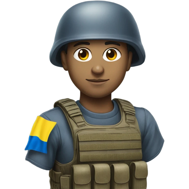 super realistic soldier with Ukrainian flag emoji