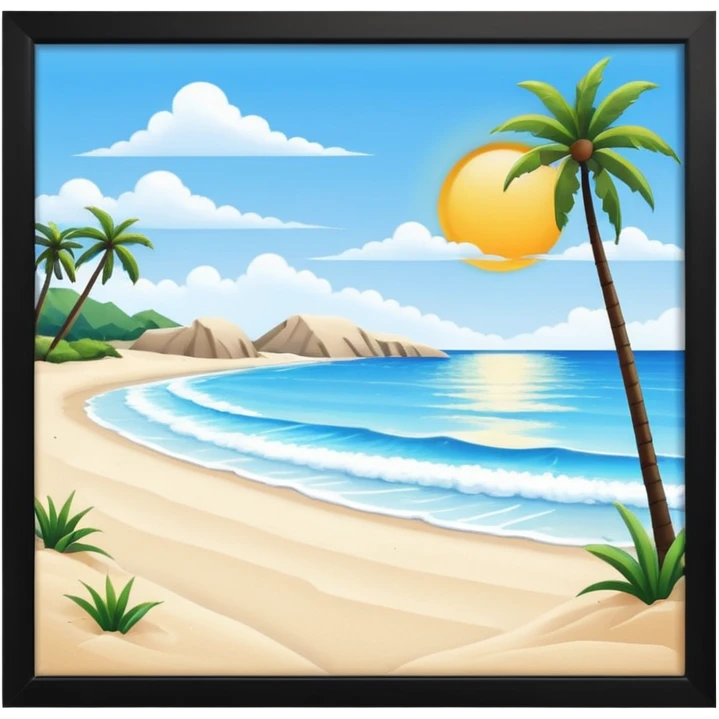 playa paisaje sin cuadros  emoji