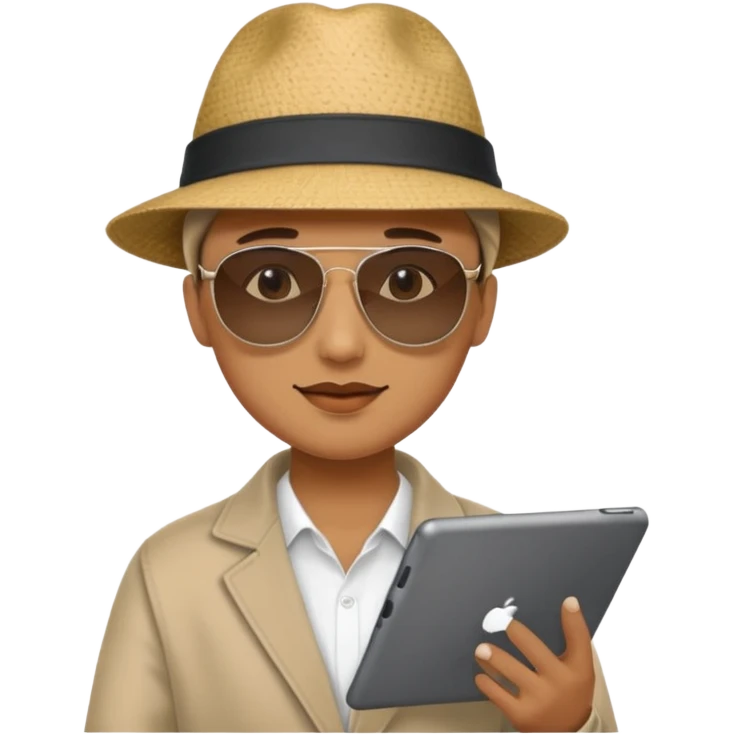 ipad, on the screen is a youtube video with a man on it emoji