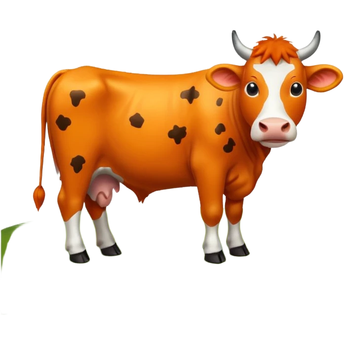 Een oranje koe emoji