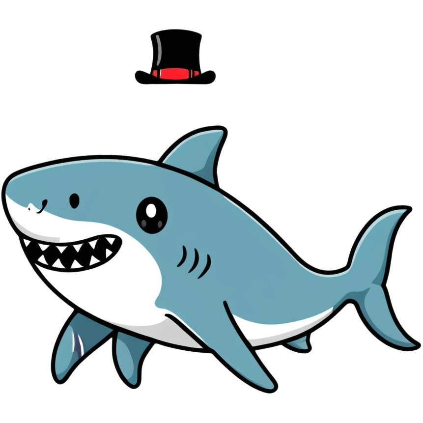Shark with a top hat emoji