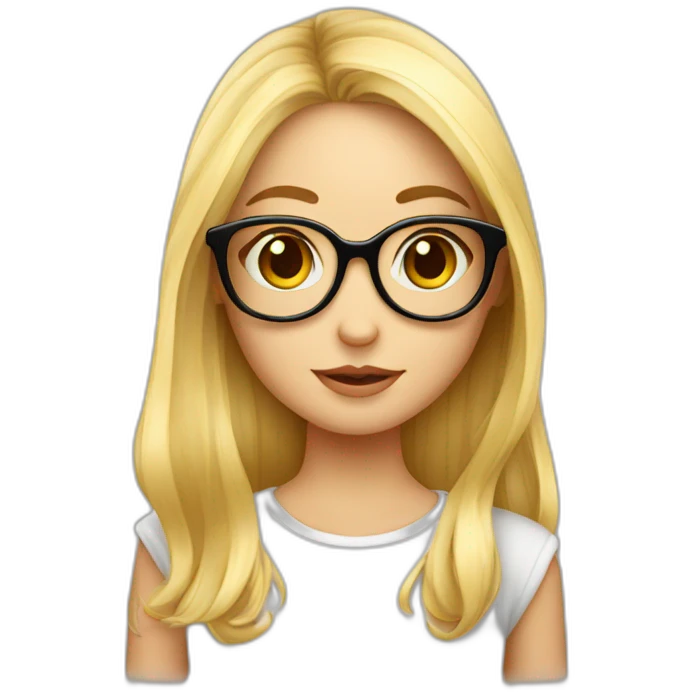Fille blonde cheveux longs lunettes mignonne en feu emoji