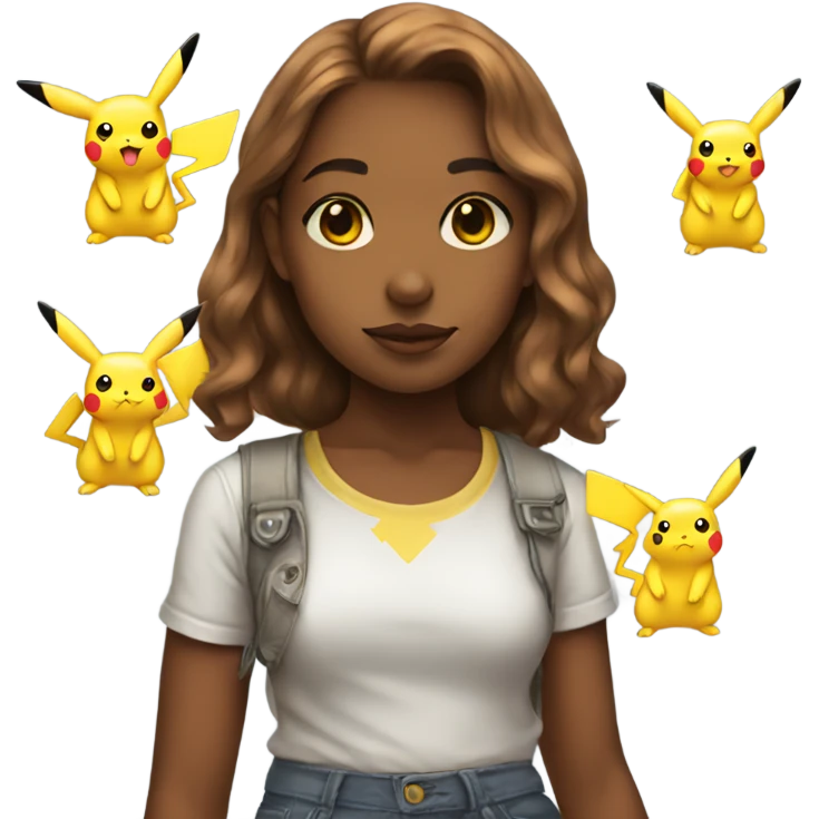 Girl with pikachu shirt emoji