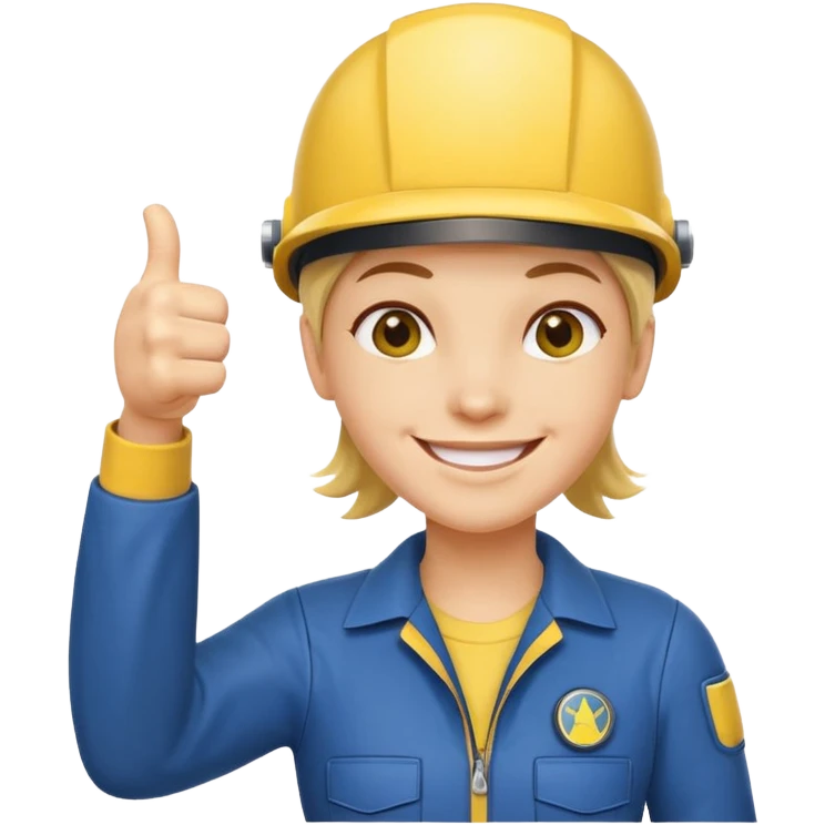 cheerful Vault Dweller in classic blue-and-yellow jumpsuit, smiling and giving a thumbs up emoji