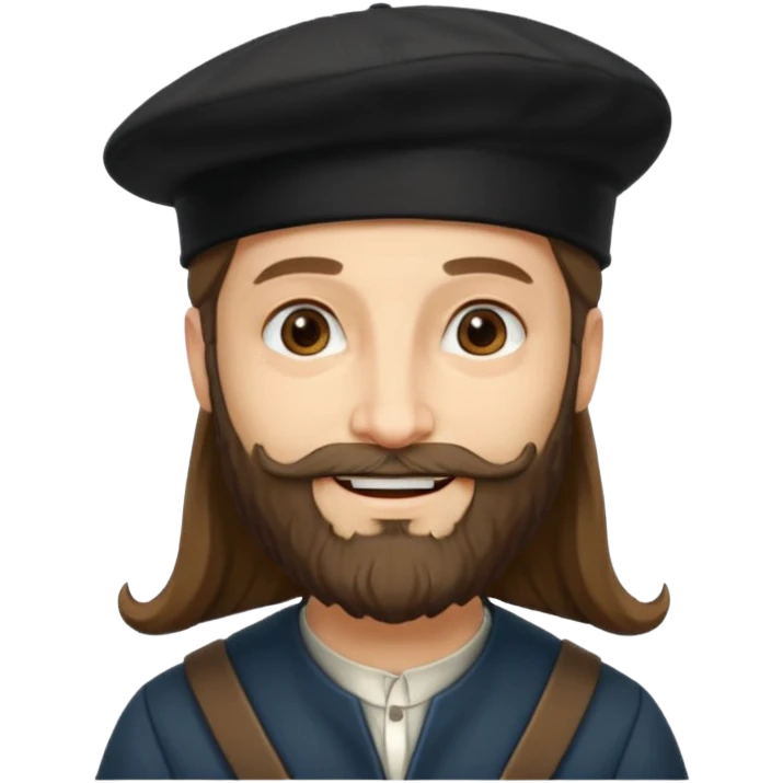 Leonardo da Vinci wear black berret hat emoji