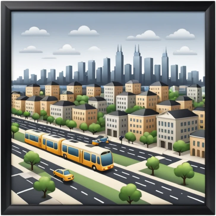 a small city,with buildings, streets, with it's calm transit emoji