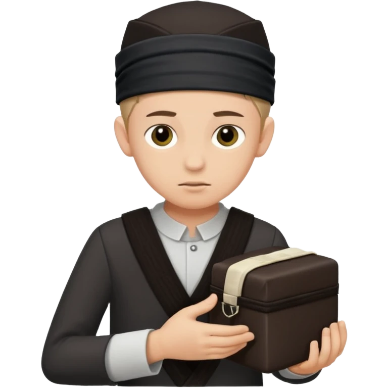 a boy putting on tefillin emoji
