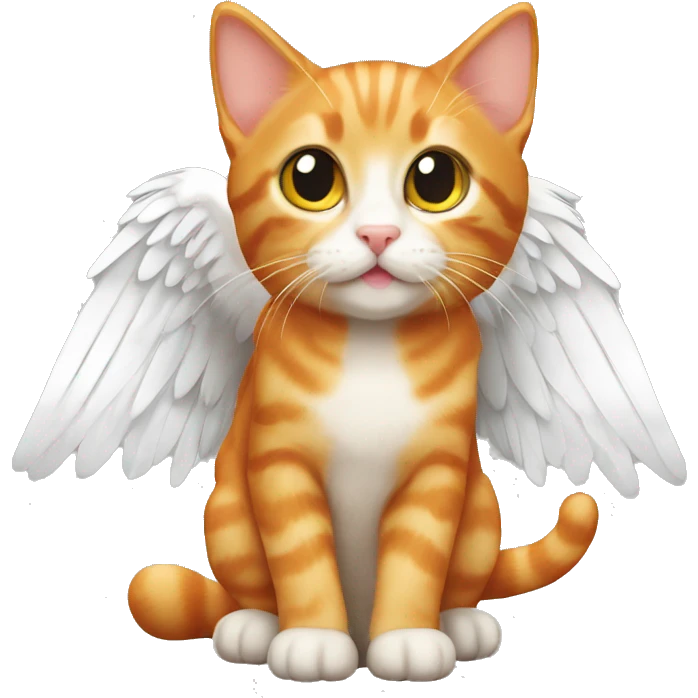 Orange tabby kitten with white  wings  emoji