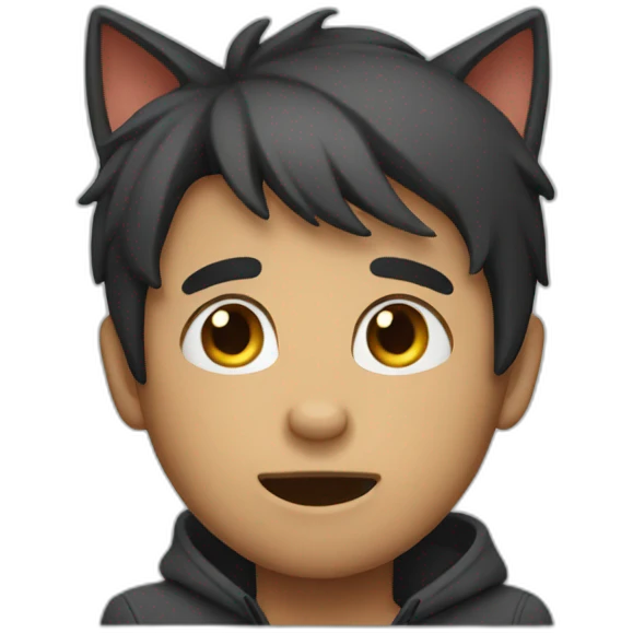 man acting like a cat emoji