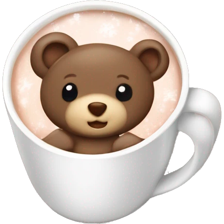 Baby bear inside of a cup of hot cocoa ￼ emoji
