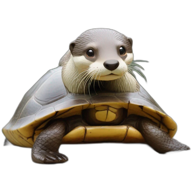 Une loutre sur une tortue emoji