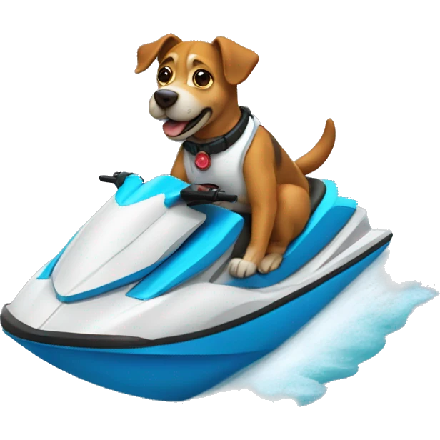 dog riding a jetski emoji