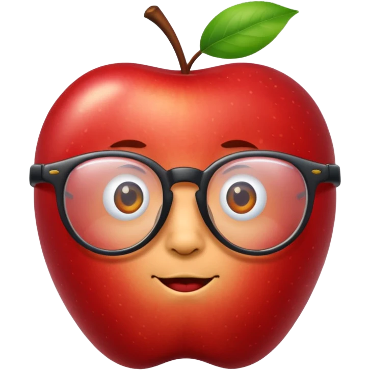 apple wearing glasses emoji