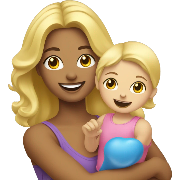 blonde women playing with blonde child with toys emoji