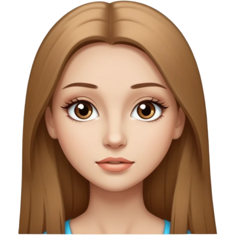 very beautiful girl with long straight light brown hair and make-up with very light skin with long eyelashes  emoji