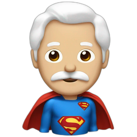 Old superman with a mustach and white temples red and white costume emoji