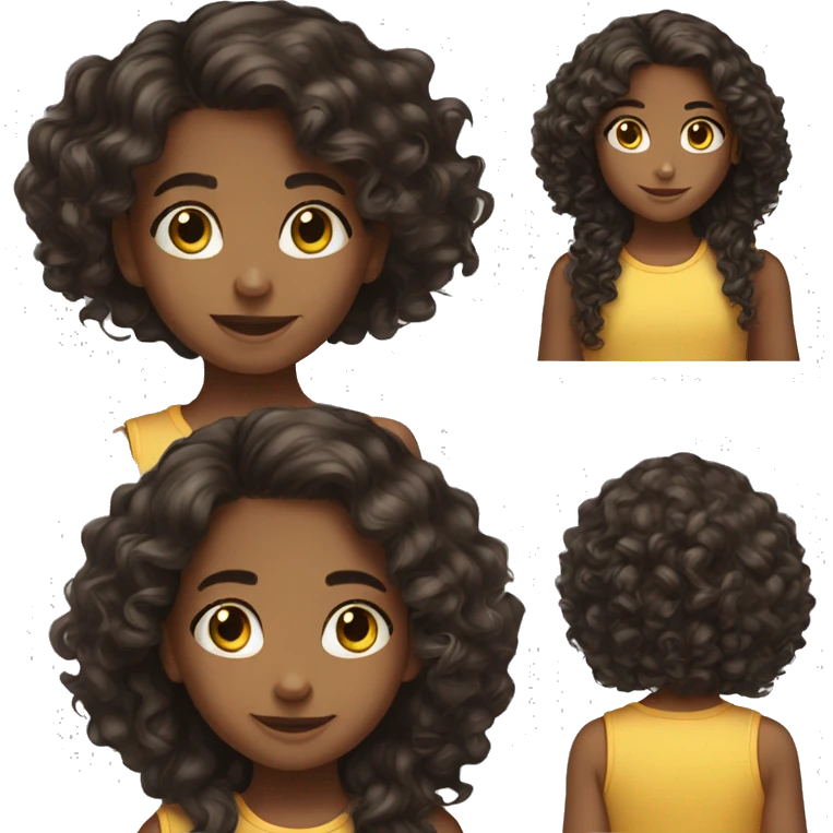 6 year old girl dark brown long curly hair emoji