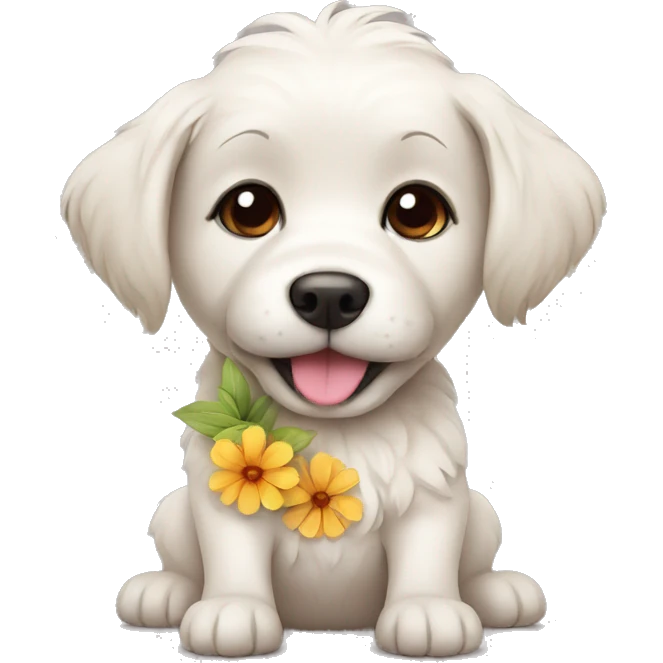cute dog with flower emoji