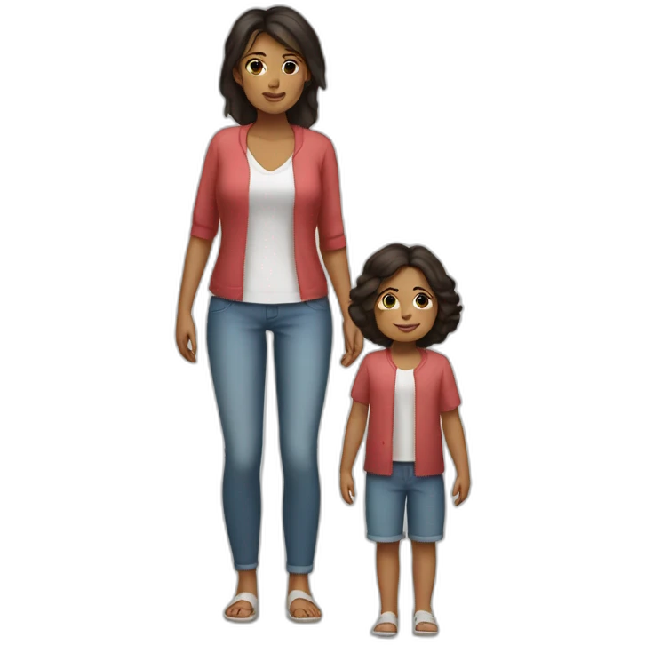 mother and 2 child with dark hair5 and white skin full length emoji