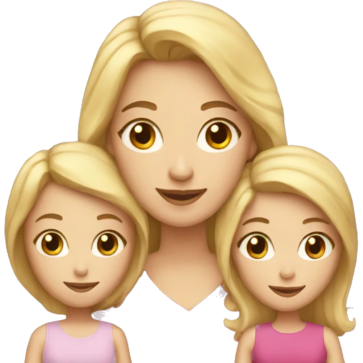 Mom with blond hair with 2 daughters emoji