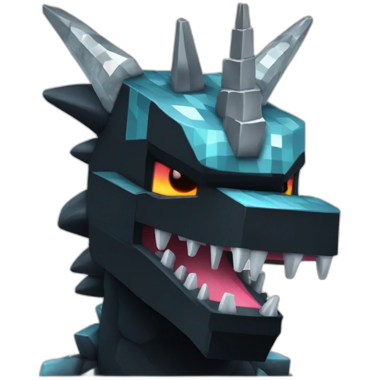 Minecraft Black Godzilla Head With Diamond Unicorn Horn and Lazer Eyes emoji