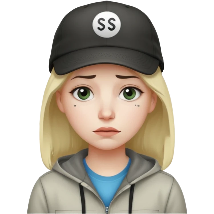 Female tech developer going back to work after christmas holidays, looking tired and wearing a cap that says "SVT" emoji