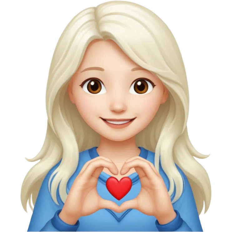 girl with white long hair finger heart emoji