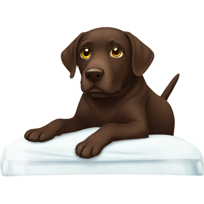 Chocolate Labrador on bed emoji