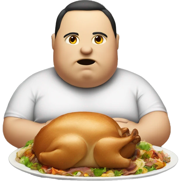 Fat person eating a big dinner emoji